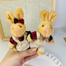 卡通动物挂件可爱麻布背带裙裤小兔子公仔儿童毛绒玩具包包挂饰女