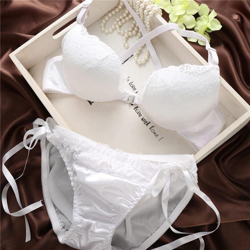 性感诱惑前扣内衣蕾丝美背聚拢文胸套装秋冬新款日系少女