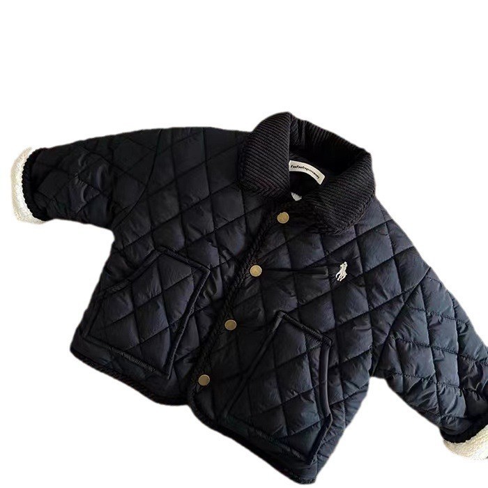 Chaqueta acolchada de algodón con forro polar para niños 2023 Otoño e Invierno nueva chaqueta acolchada de algodón engrosada de color sólido para niños chaqueta de béisbol uniforme
