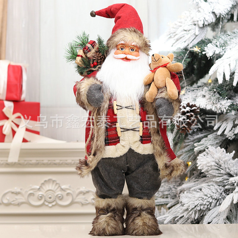新しいクリエイティブサンタクロース人形クマクリスマス装飾ヨーロッパスタイルスタンディングサンタクロース人形装飾品|undefined