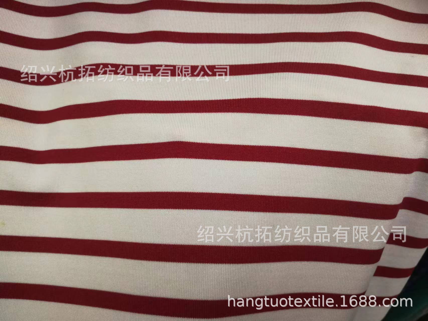 针织220g94%涤纶6%氨纶红白条纹彩条牛奶丝 涤氨色织彩条弹力汗布