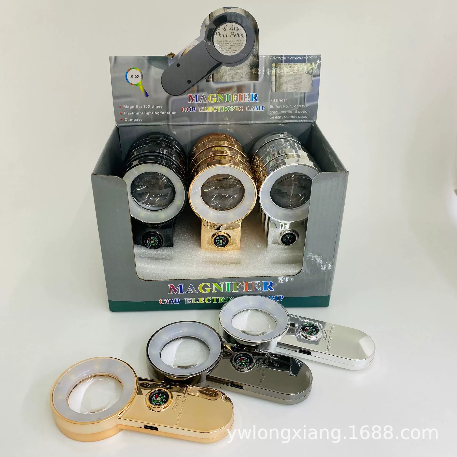 Перезаряжаемая гальваническая лампа, 8 светодиодов, ручная лупа с компасом, портативная лупа 55