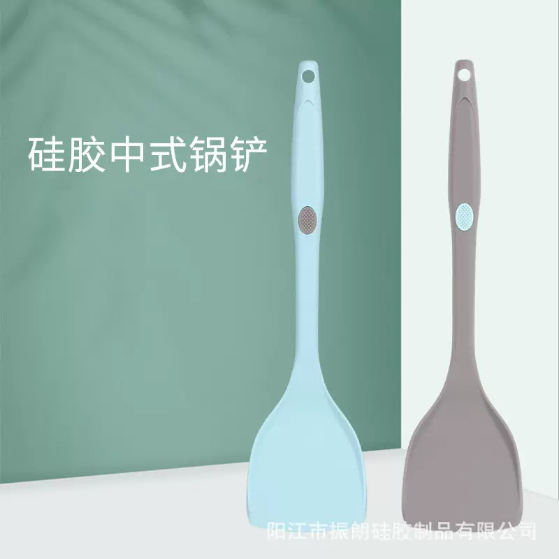 跨境新款硅胶锅铲 全包硅胶中式铲 耐高温不粘锅烹饪勺铲工厂现货