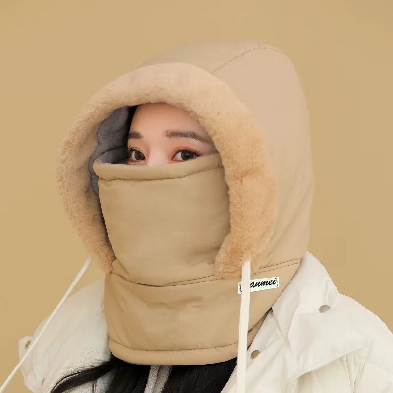 骑行雷锋帽女冬围脖一体百搭加厚保暖套头全脸防风骑车头盔帽子男|undefined
