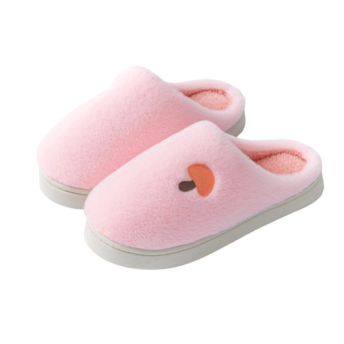 Cotton slippers, women's mushroom head embroidery, autumn and winter indoor home use, thick sole, warm and velvet, couples 'confinement shoes, men