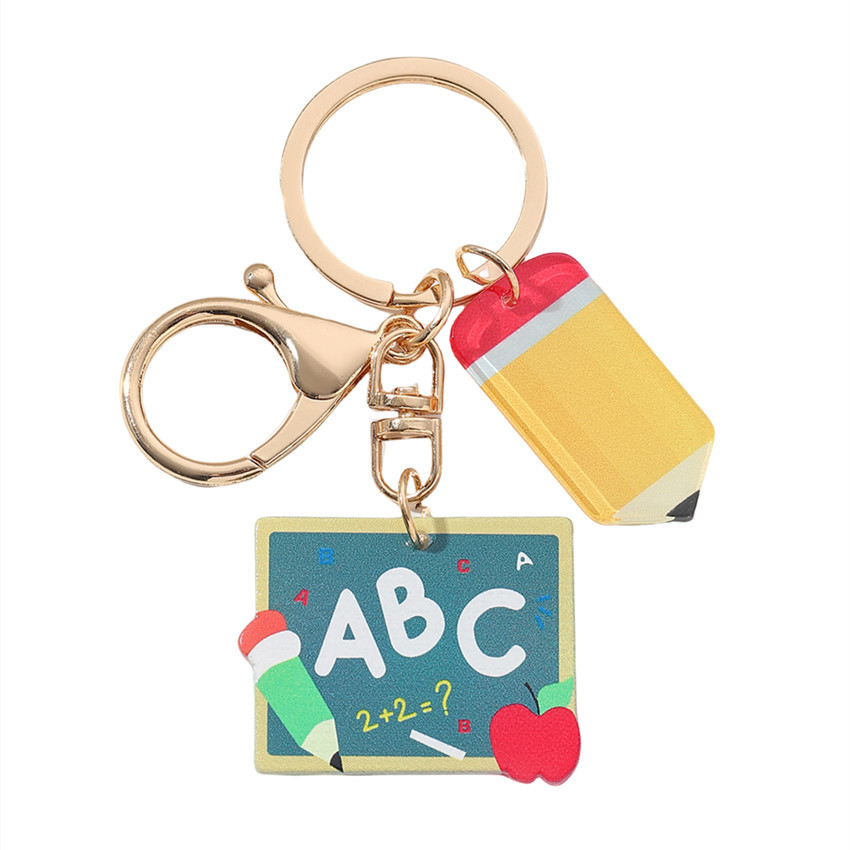 Colgante Temporada de graduación llavero de lápiz Día del Maestro regalo de decoración manzana colgante acrílico docente Inglés