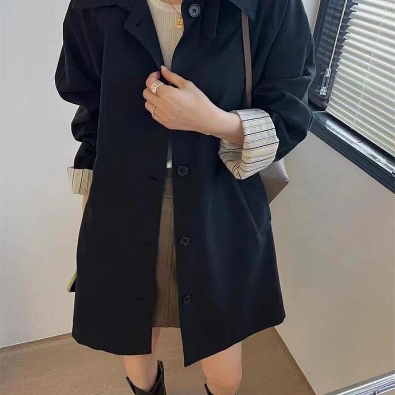 卡其色风衣外套女2025年秋季新款韩版感宽松中长款休闲上衣|undefined