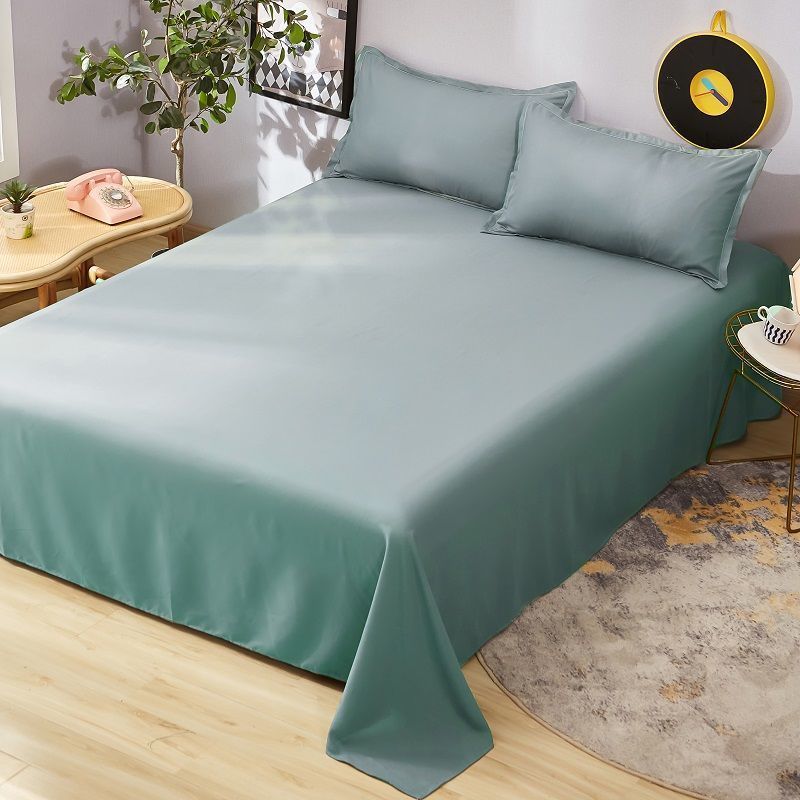 Sábanas de cama tela al por mayor tratamiento de agua lavado algodón dormitorio de color sólido cama doble arroz colcha blanca gris oscuro