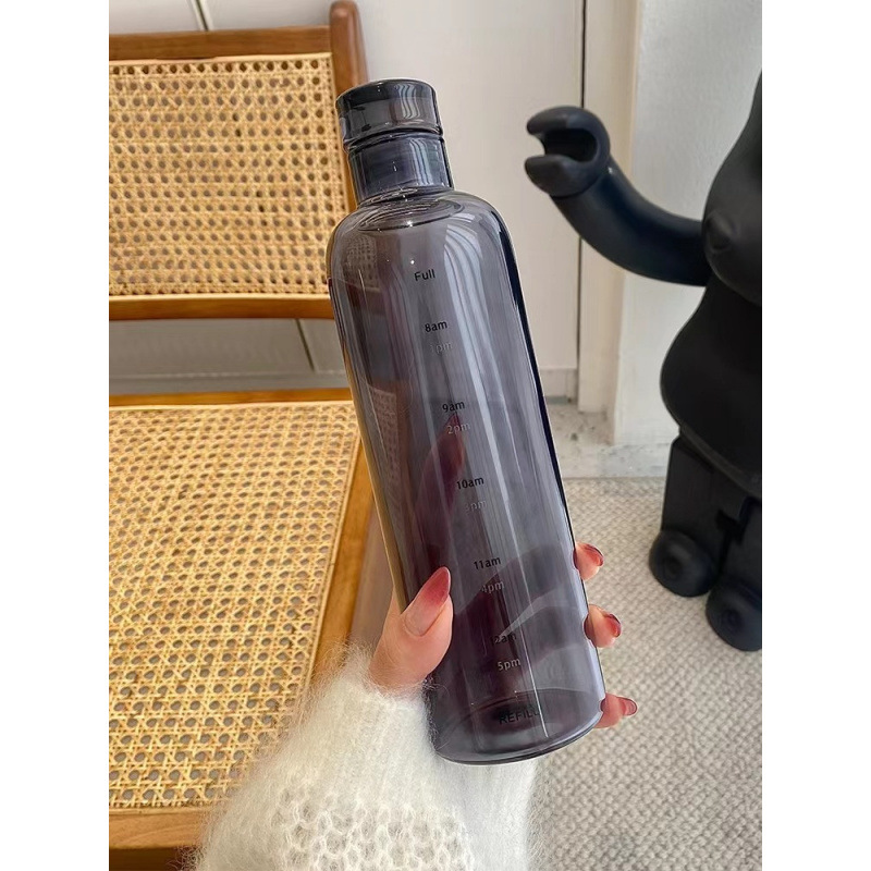 Taza de agua de vidrio para niños con escala de tiempo, alta calidad facial, transparente y portátil, taza de agua de jugo de fruta de gran capacidad