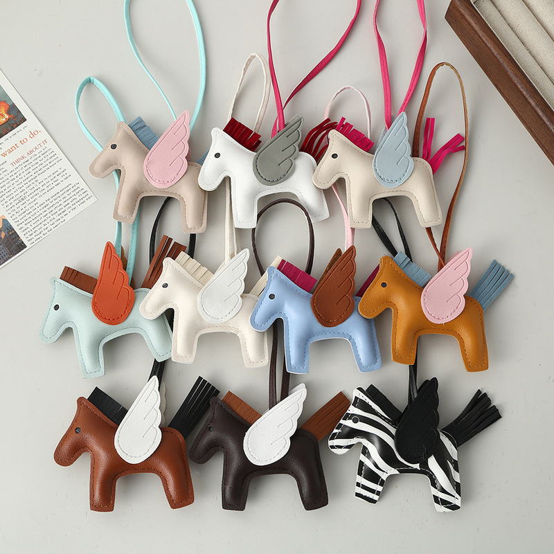 Pony Pu Leather Pendant Cross-Border Original Versatile Bag Cute Trendy Car Keychain Bag Pendant in Stock