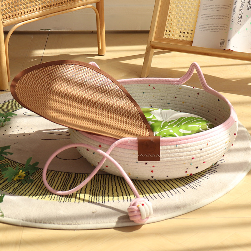 컬러풀한 폼폼 - 핑크색 장난감 공 + 녹색 화장솜 + 매트