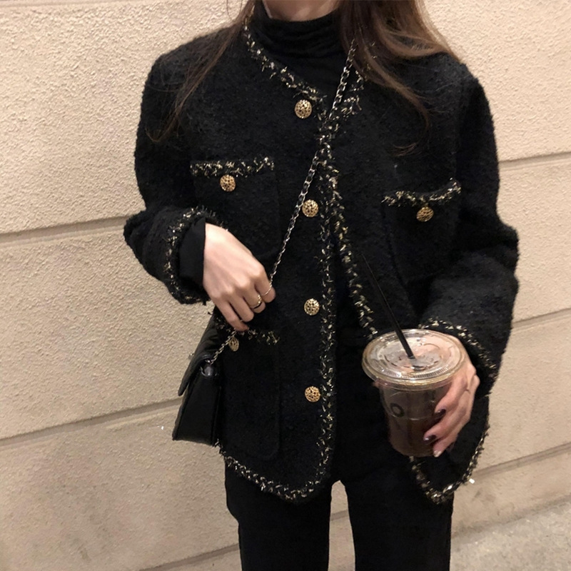 Spring and Autumn New Style Thickened Tweed Short Jacket for Women, Plus-Size, Sweet and Cool Casual Top, Trendy