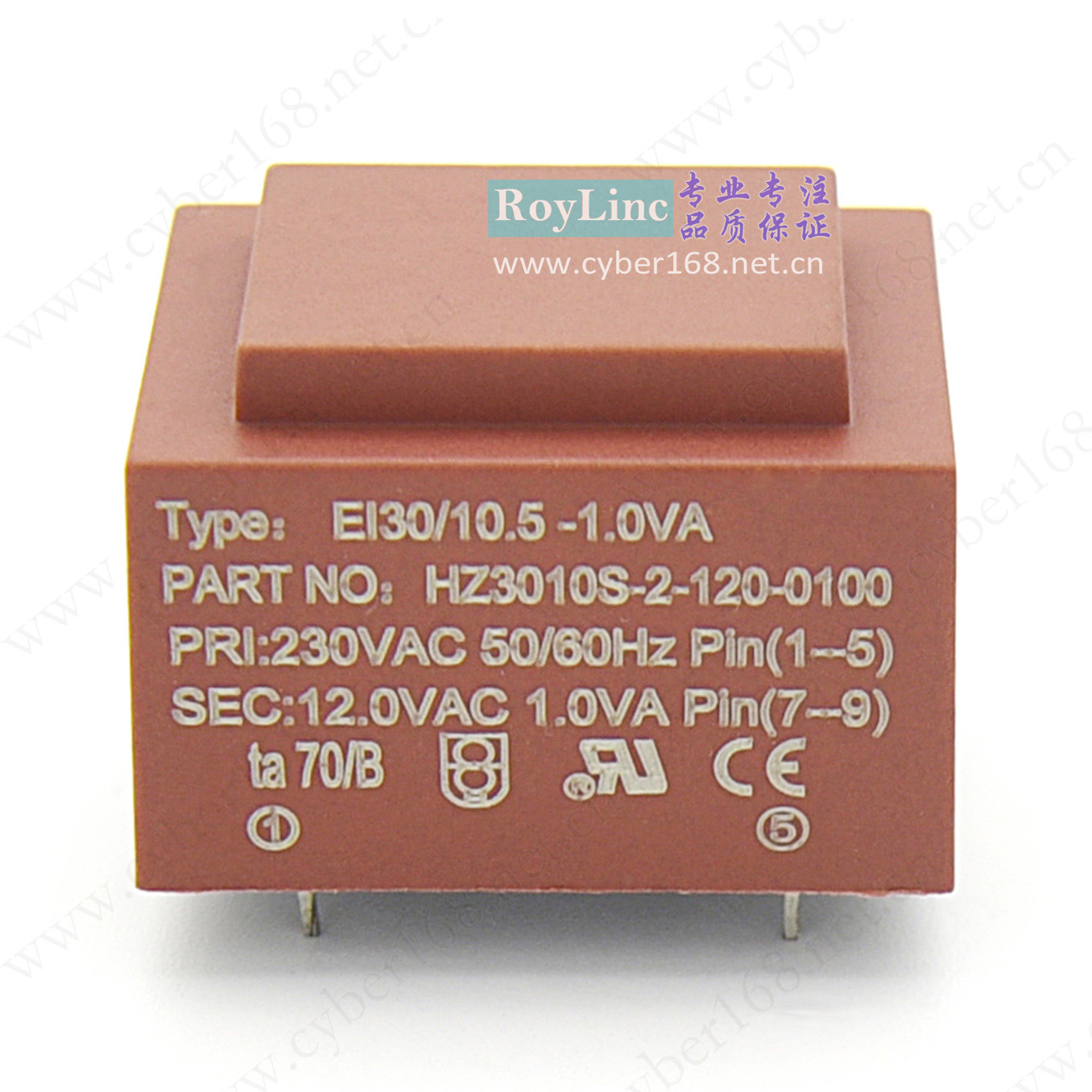 1VA1W EI30/10.5 230V转9V 230V转12V CE 工频防水灌封电源变压器