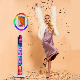 Factory Direct Sales Portable Multi-Function iPad Photo Booth Round Rgb Fill Light Adjustable Indoor Photo Machine