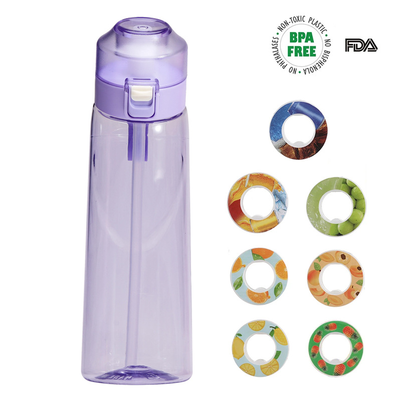 Taza de fragancia caliente Taza de agua divertida Sin logotipo Pajita resistente a altas temperaturas Botella de agua con aroma de anillo de fragancia verde con sabor