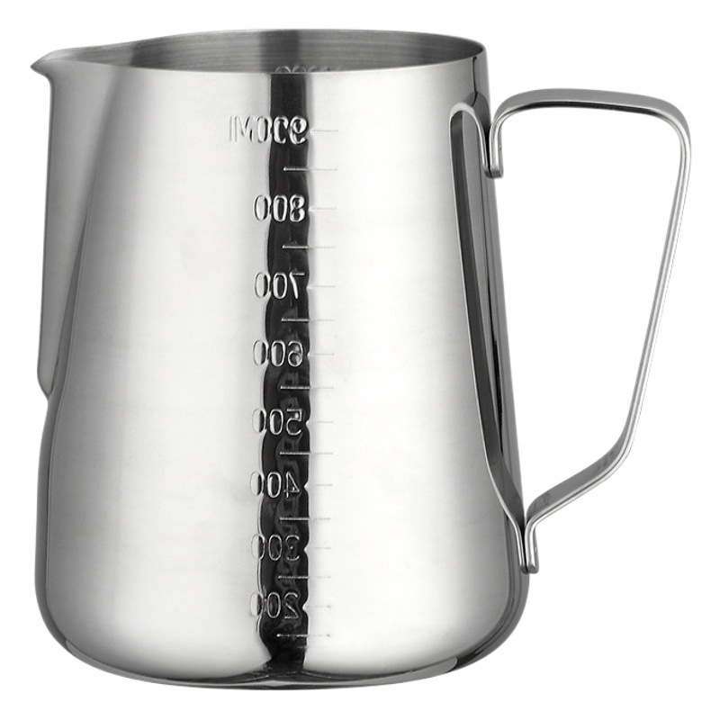 Stainless steel laser internal corrosion with scale coffee flower cup pointed mouth milk bubble jar appliance flower beating milk bubble artifact