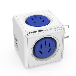 allocacoc/alexoc Powercube Rubik's Cube Socket Converter Multifunctional Vertical USB with Cable Plug