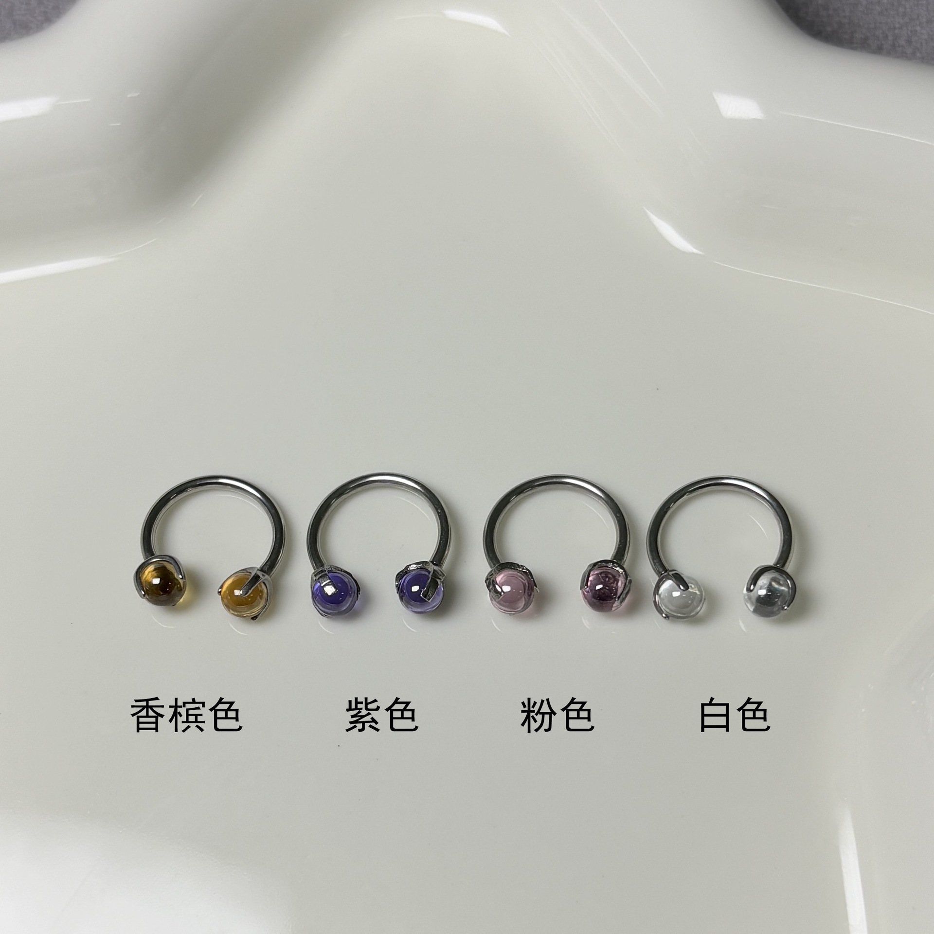 Pointed labret stud close-up product detail