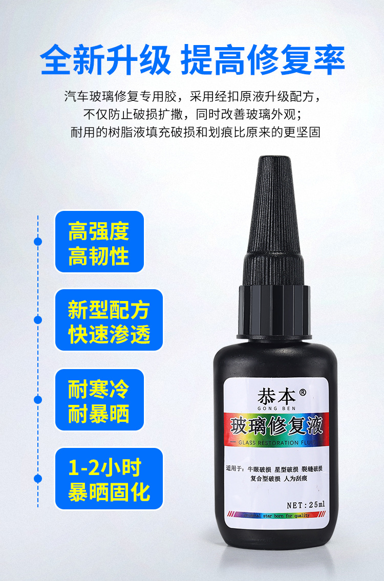 Car Glass Repair Fluid Front Windshield Scratch Repair Windshield Crack Crack Crack Traceless Glue Reducing Agent Special