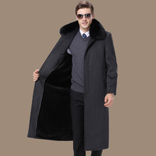 工厂直销男士羊绒加长款大衣中老年保暖加绒风衣商务休闲羊毛外套