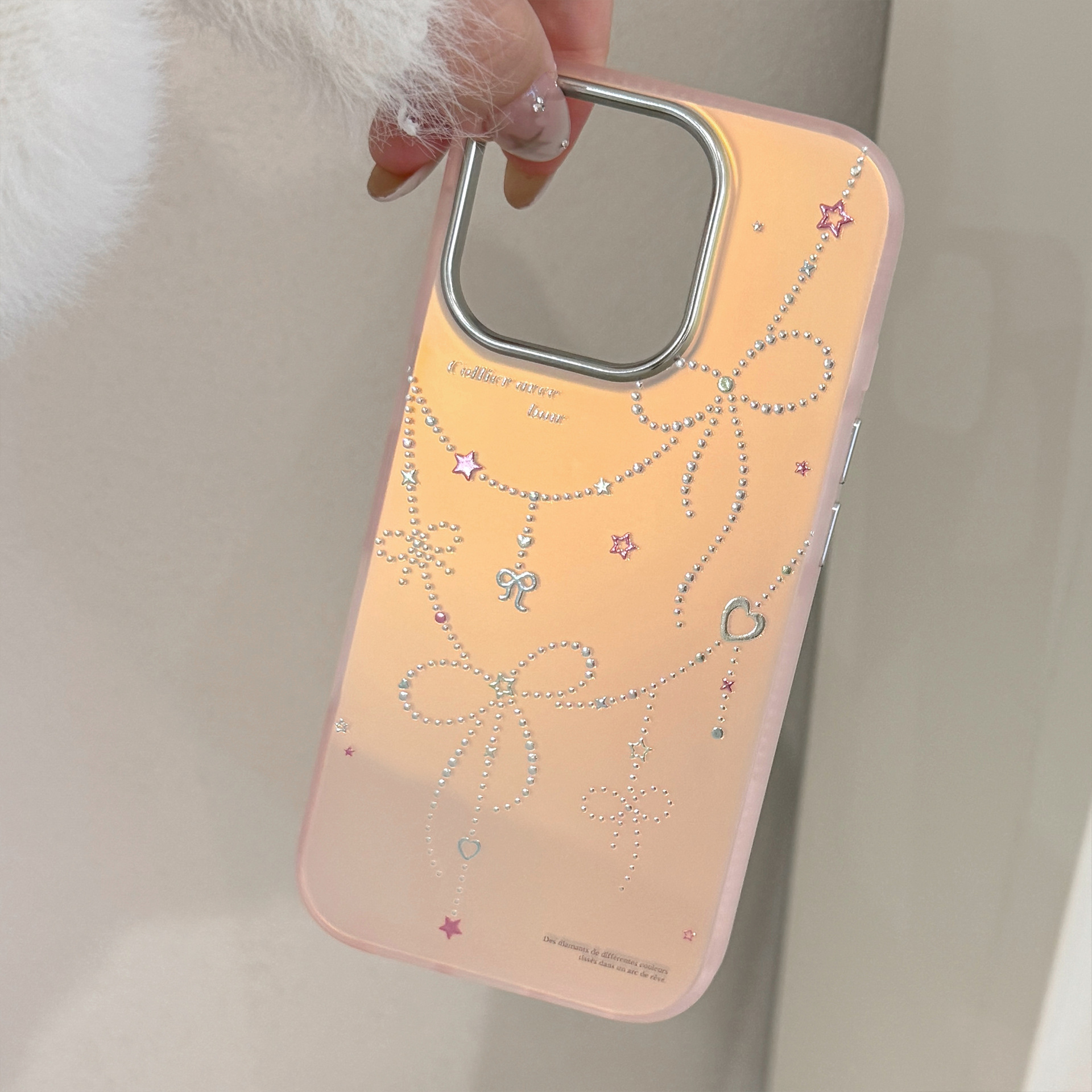 Protective Phone Case For Iphone With Pink Laser Bow Design_voghion.com
