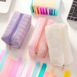 2025 Flannel Plaid Decompression Pillow Cosmetic Bag Travel Convenient Storage Bag Large Capacity Advanced Wash Bag
