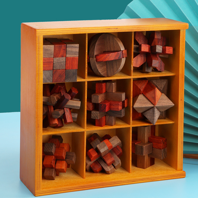 Rompecabezas DE LOS NIÑOS desbloquea traje de juguete caoba nuevo Luban bloqueo Kongming bloqueo nueve juego de inteligencia bloqueo juguete al por mayor