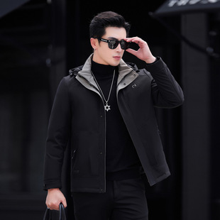 Winter Fur Parka Men's Fur All-In-One Men's Fur Liner Hooded Mid-Length Thick Outwear
