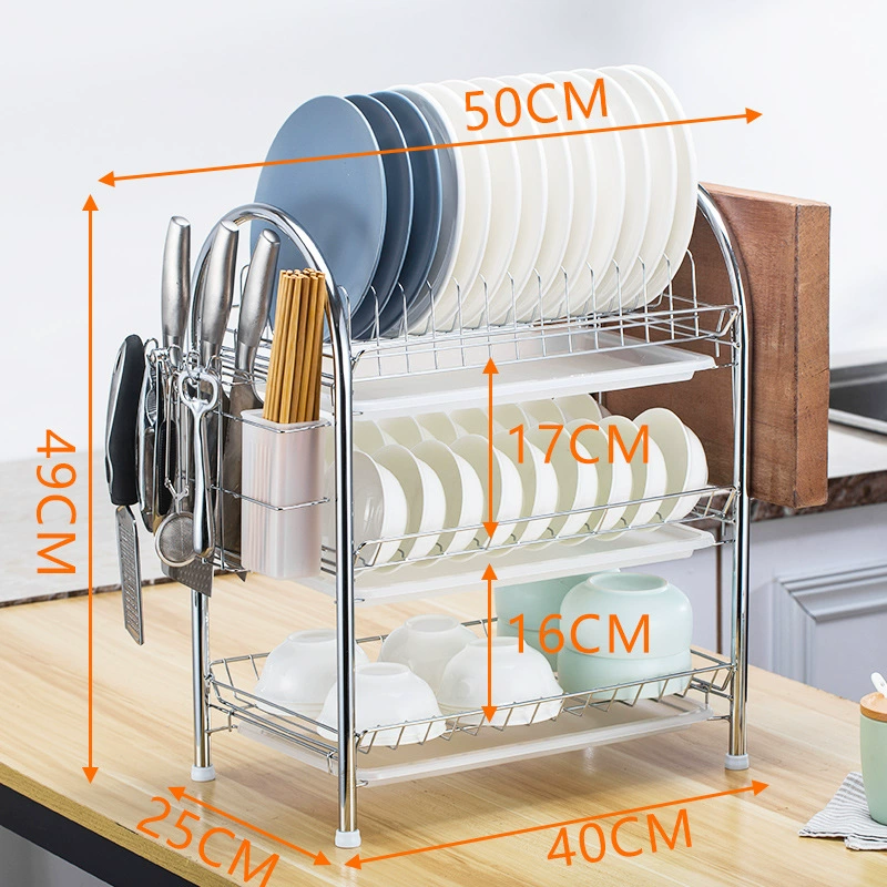 Kitchen storage rack floor-mounted multi-layer storage drainage dish rack double-layer bowl tableware storage bowl rack reality