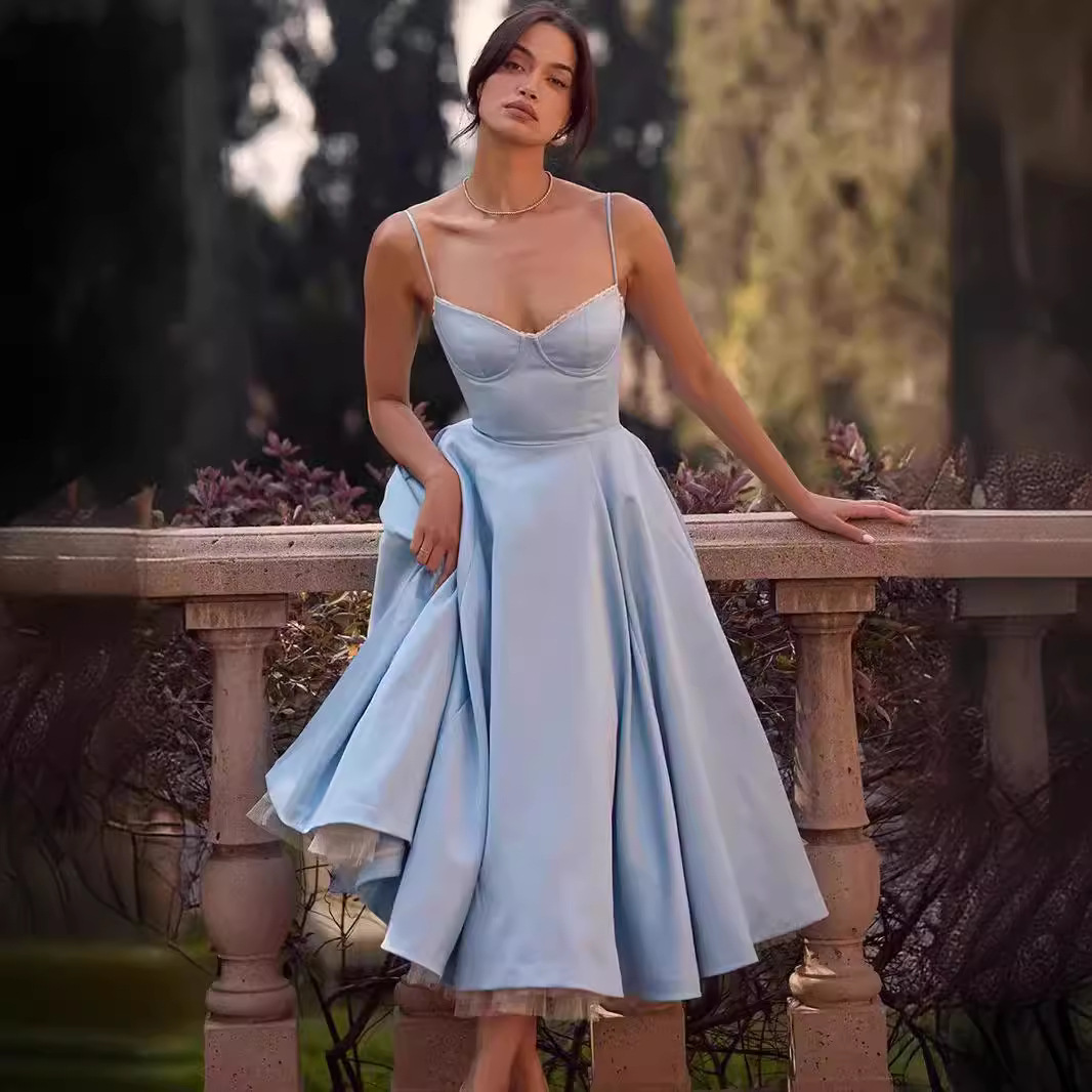 French Style BlAck Suspender Dress Women's Niche Design WAist Slimming Look Long Skirt Dress A-line LArge Skirt