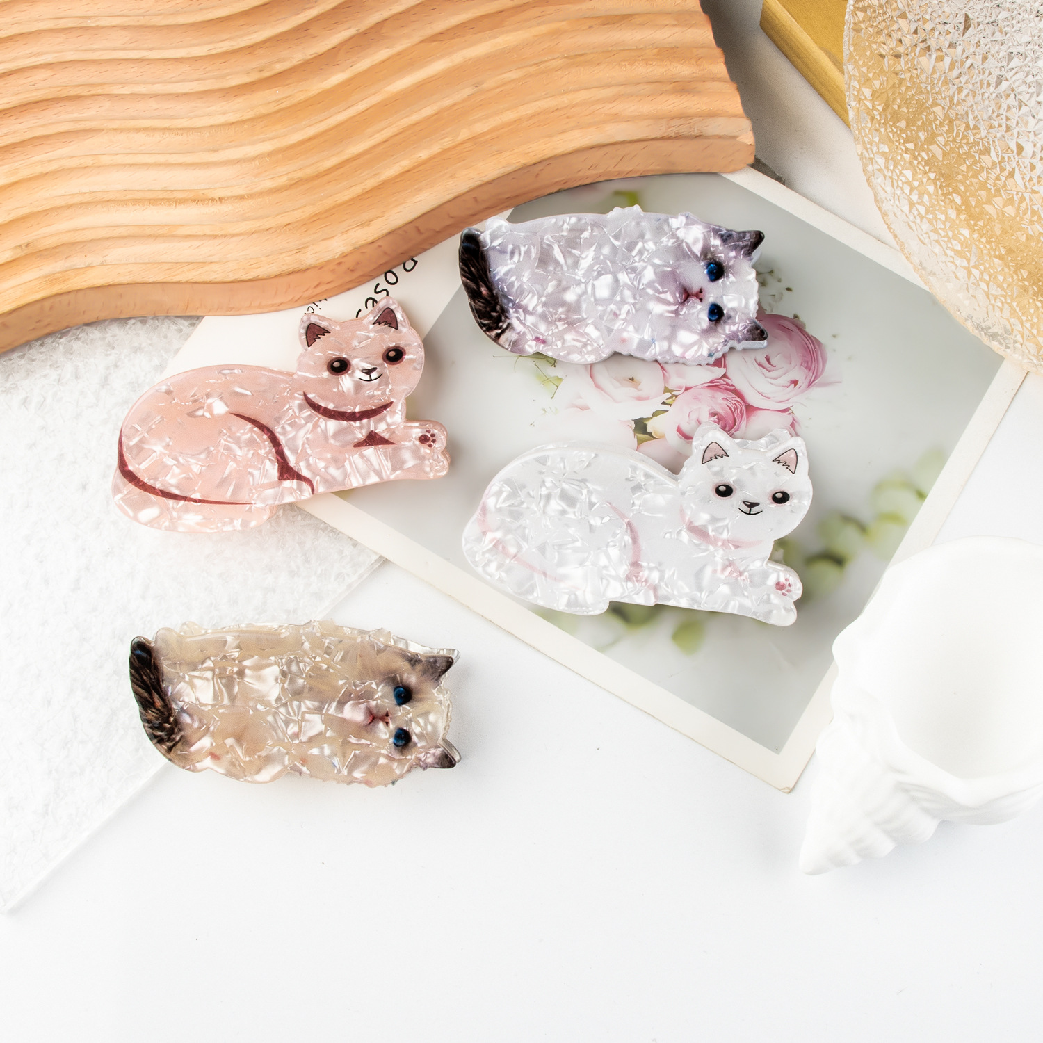 Pinza de pelo con forma de garra de gato, diseño de dibujos animados, para la parte posterior de la cabeza, accesorio para el cabello para mujer, marca Golais.