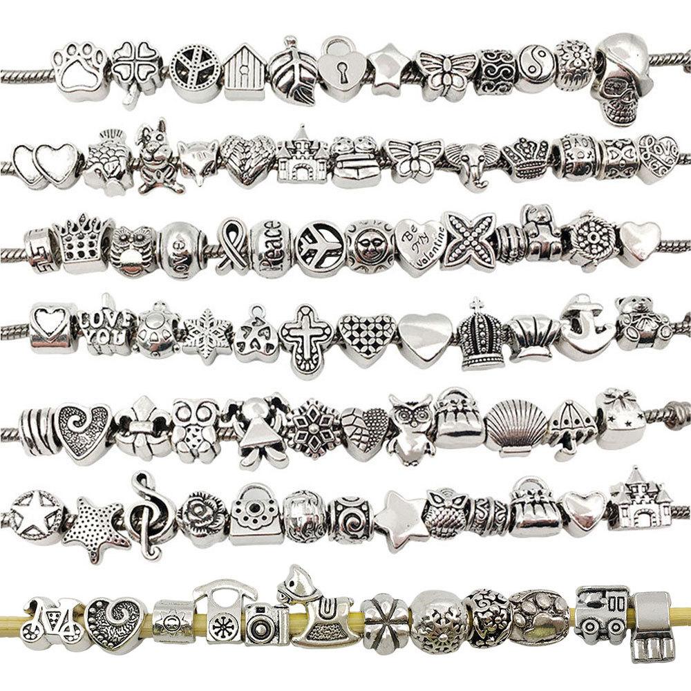 AliExpress Aleación de cuentas mixtas DIY pulsera collar de cuentas de agujero grande accesorios de joyería mariposa Castillo