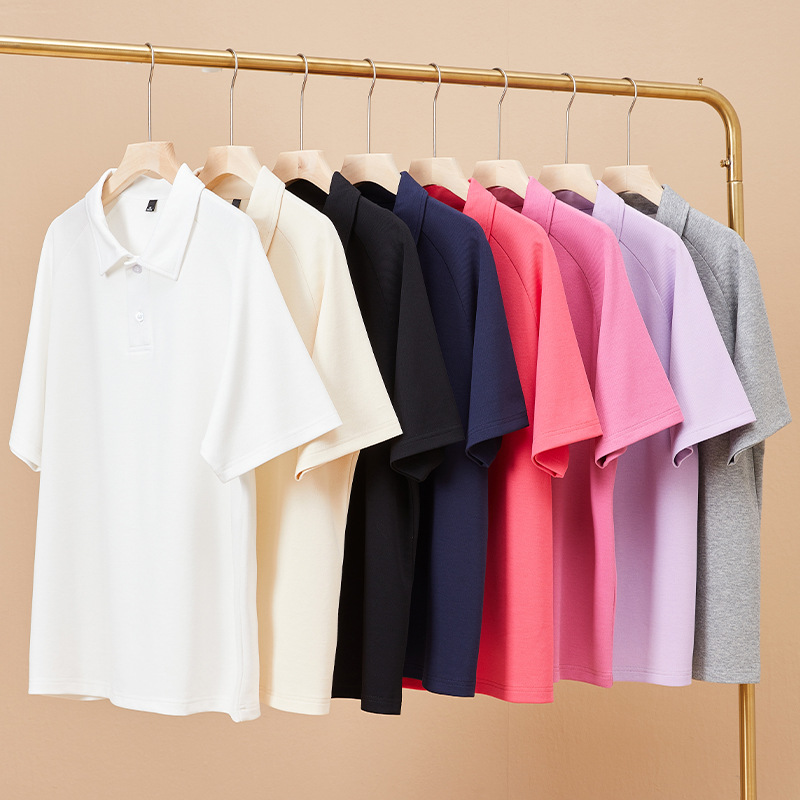 Japanese Style Retro Shoulder Polo T-shirt Men's Summer Solid Color Lapel Short-sleeved Top Casual All-match Loose Men's Wear