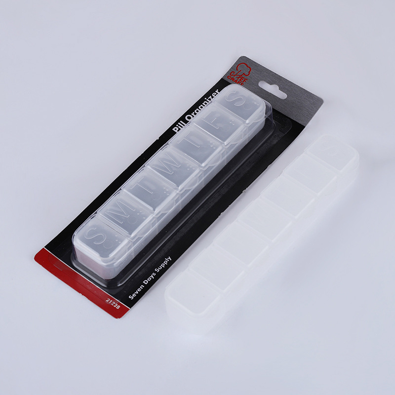 新款塑料药盒七格药盒 便携旅行分类纯色分格盒 一周收纳药盒子