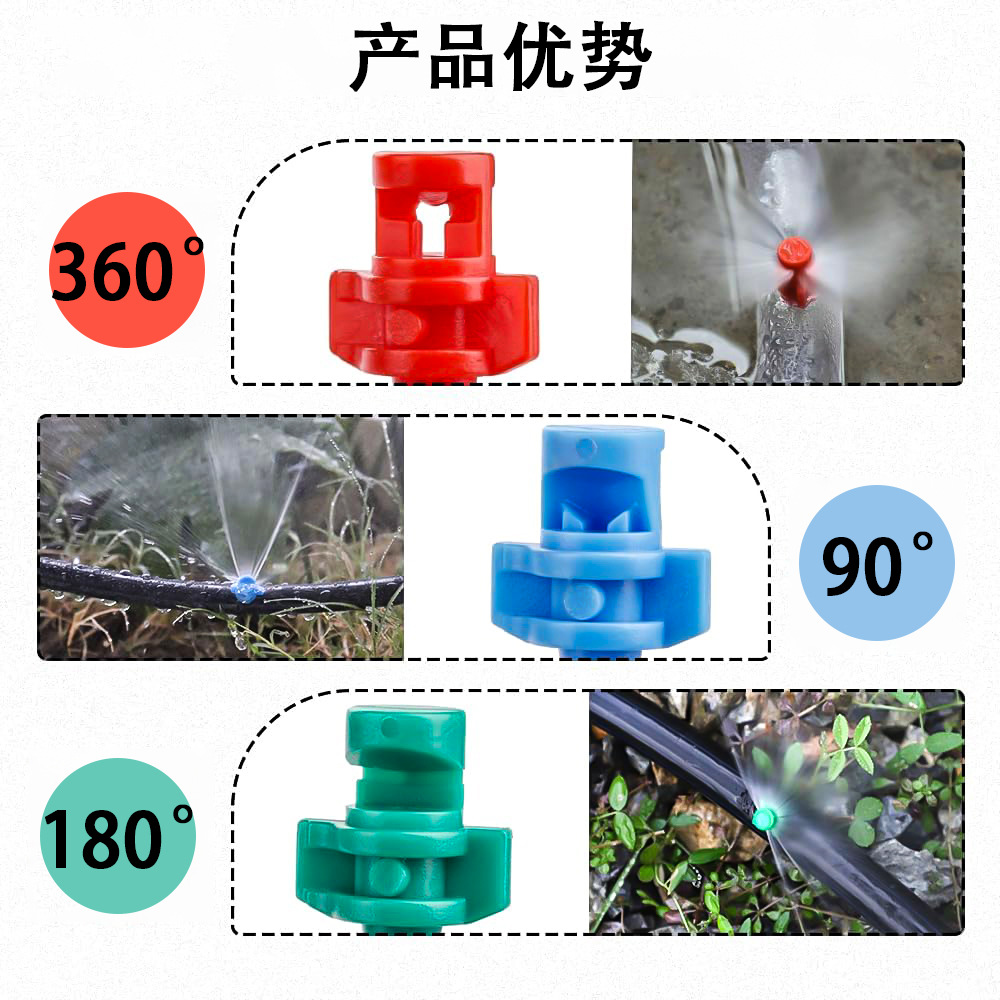 90 180 360 grados refracción atomización goteo rociador automático de agua micro-spray vegetal simple refracción atomización rociador
