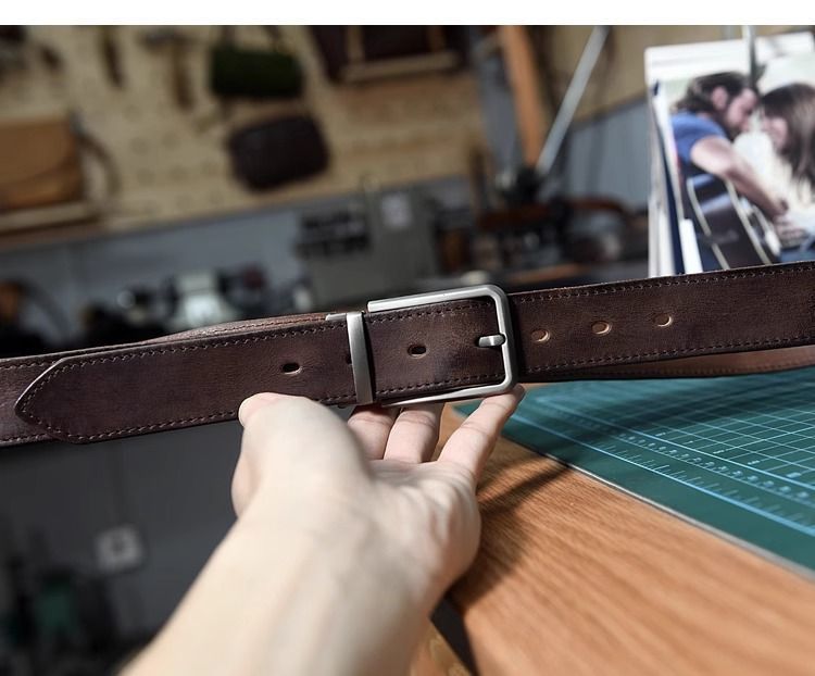 El Yapımı Üst Katman Sığır Derisi Kemer Vintage Bitki İşlemi Saf Sığır Derisi Iğne Toka Erkek İş Pantolonu Antikleştirilmiş Gerçek Deri Pantolon Kemeri