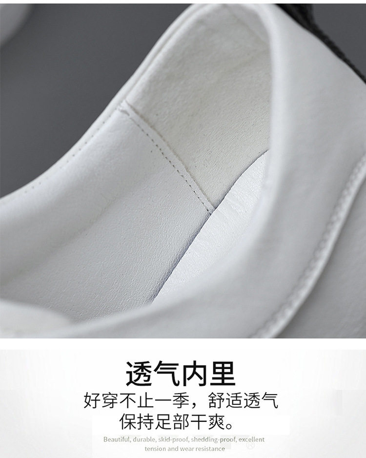 Giày da nam kiểu sneaker cổ thấp dây buộc co giãn, đế cao 1-3 cm — Màu trắng, Màu đen chi tiết 10