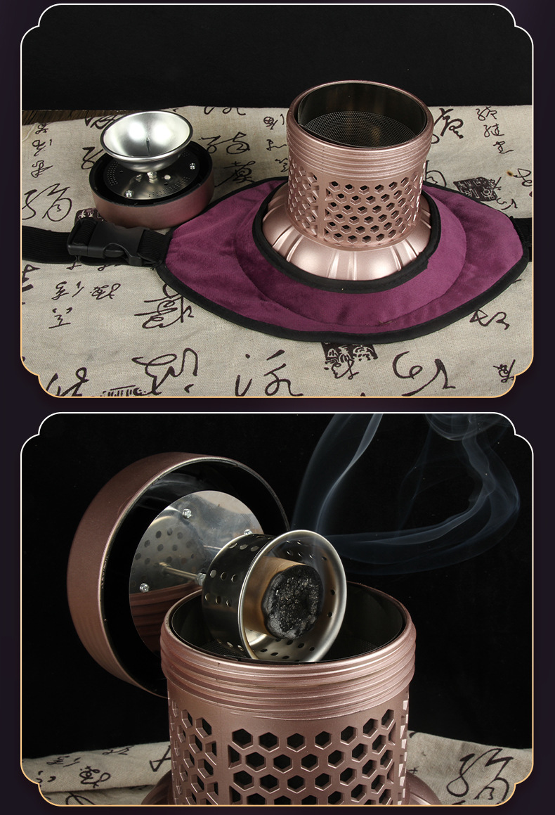 Moxa Lotus Burner Ai Lian Jiu Palace-Style Moxibustion Box with Smoke Filter for Home Warming Therapy preparation