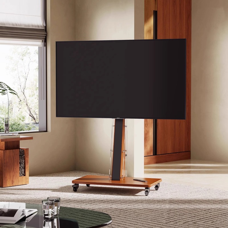 可動テレビスタンドは、車輪ベース付きの 40-85inch 無垢材アートカートフロアテレビキャビネットに適合します。|undefined