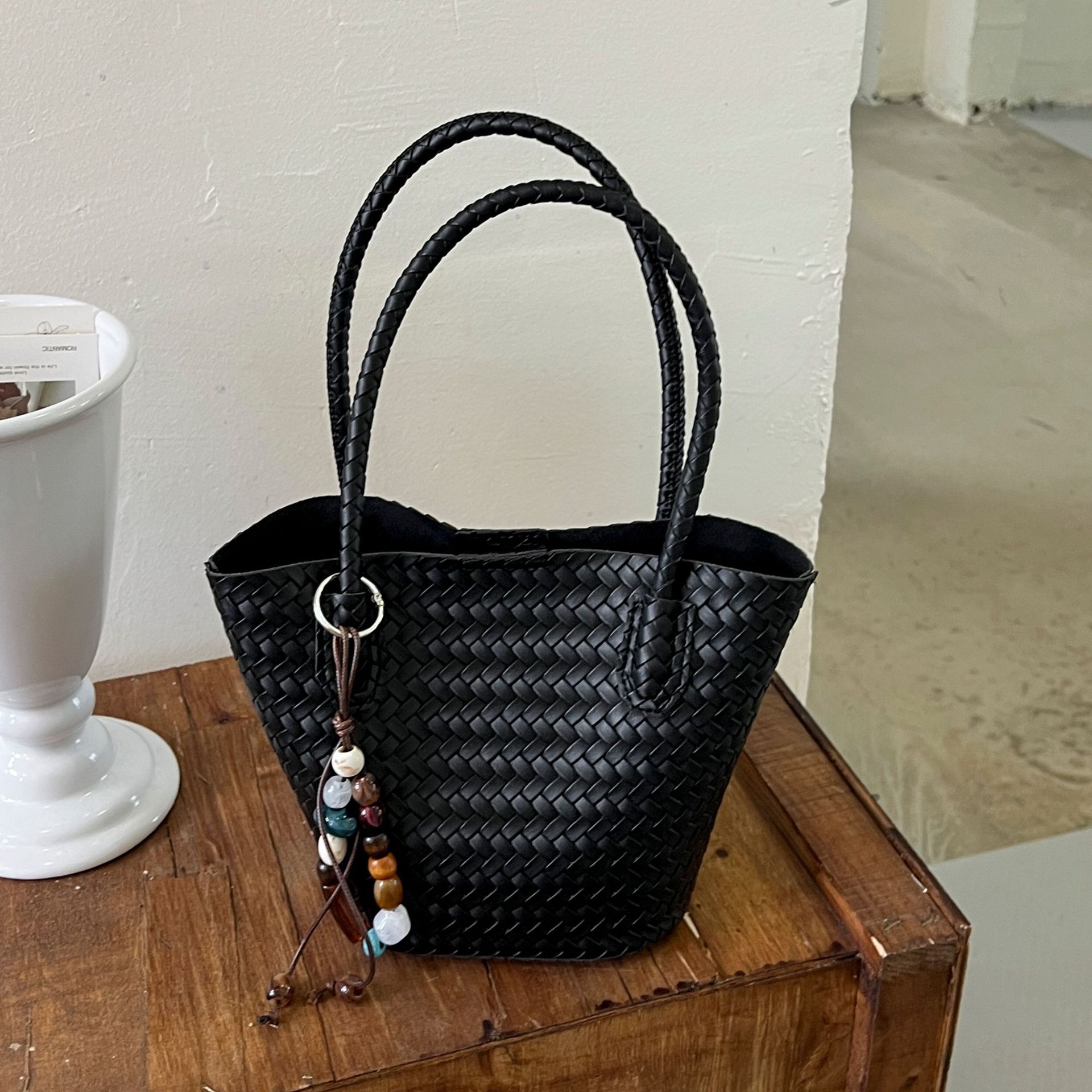 Woven Bucket Charm Convertible Everyday Crossbody Bag 2