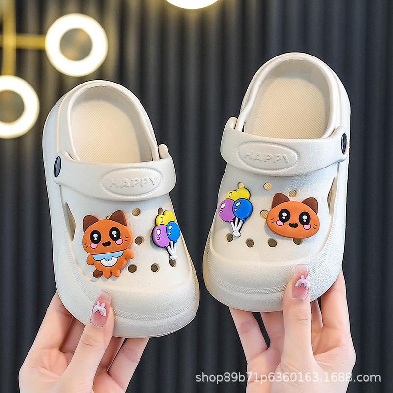 Eva Kidsren's Slippers, Clogs, Cartoon Non-Slip Soft-Soled Bathroom Shoes for Boys and Girls, Beach Closed-Toe Shoes with Cat Design for Toddlers and Young Kids