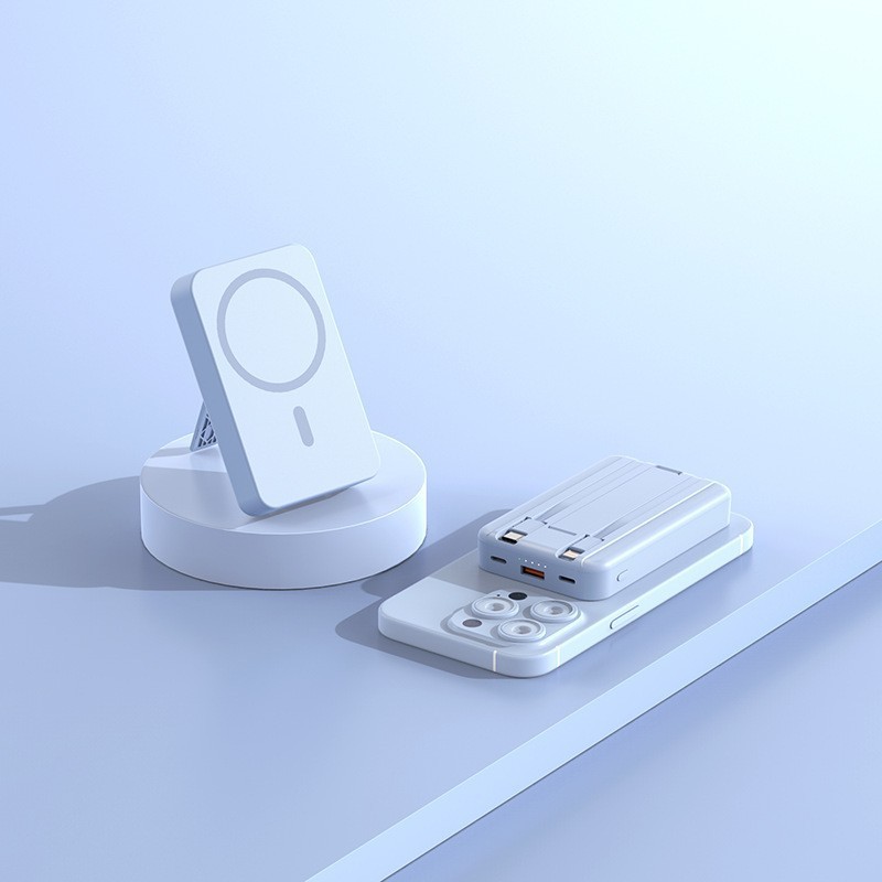 クロスボーダー magsafe 磁気ワイヤレス電源銀行 10000 mAh 内蔵ケーブルブラケットプリント高速充電モバイル電源|undefined