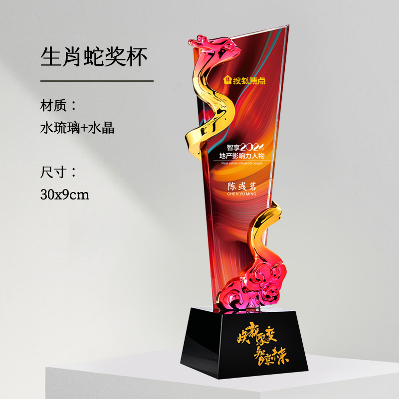 Reunión anual de trofeos de vidrio de agua personalizados Premios contribuciones sobresalientes del personal creativo Medalla de cristal de cinco puntas personalizada