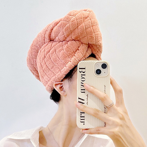 Internet celebrity plaid hair drying cap double-layer thickened women's strong water-absorbent and quick-drying new shower cap and turban hair scrubbing towel