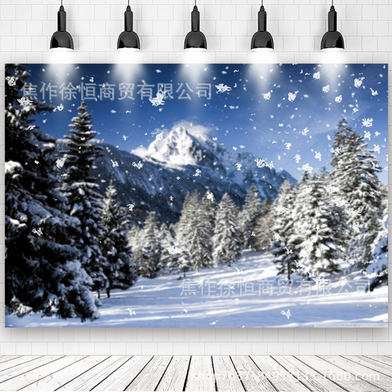 Amazon temu ホット販売雪だるま雪景色クリスマス背景布バナークリスマスパーティーの装飾小道具旗布|undefined