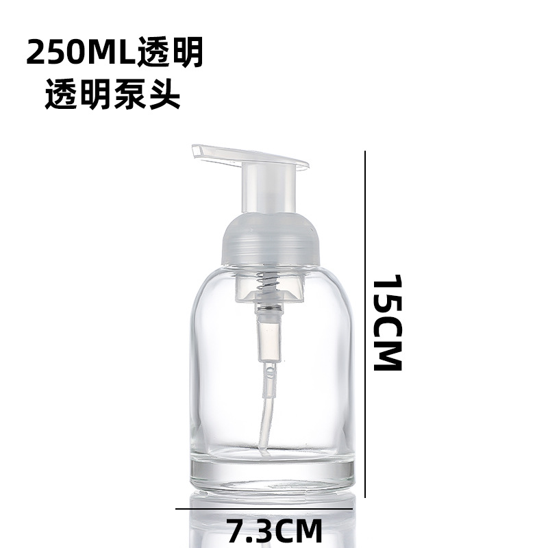Cristal blanco bomba de espuma mano desinfectante botella tipo prensa espuma sub-botella de cristal botella de jabón mousse loción botella al por mayor