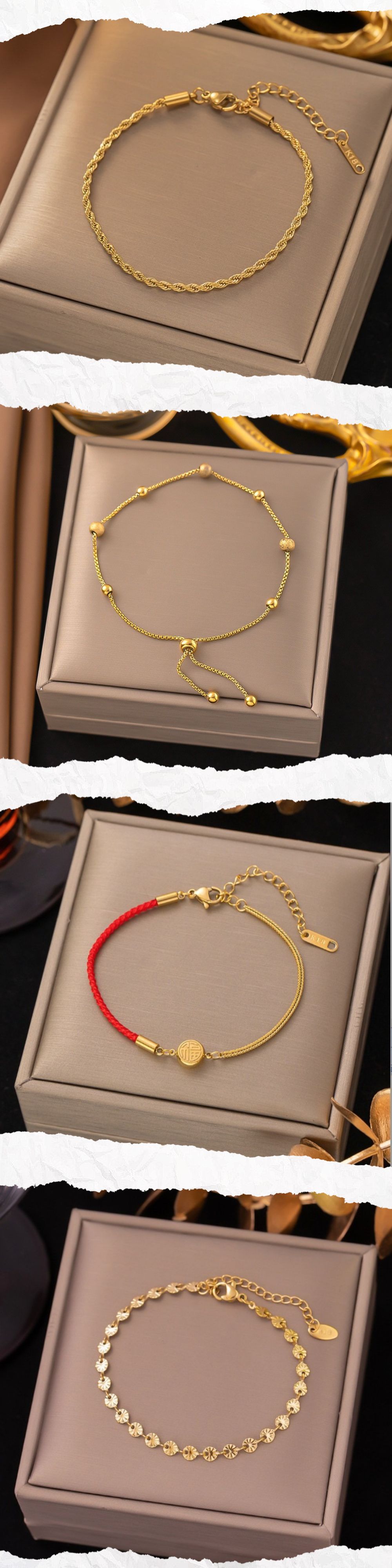 Holiday, Daily Occasion 304 Stainless Steel Material Leaf Heart Shape Bow Knot 304 Stainless Steel Casual Simple Style 304 Stainless Steel Bracelets