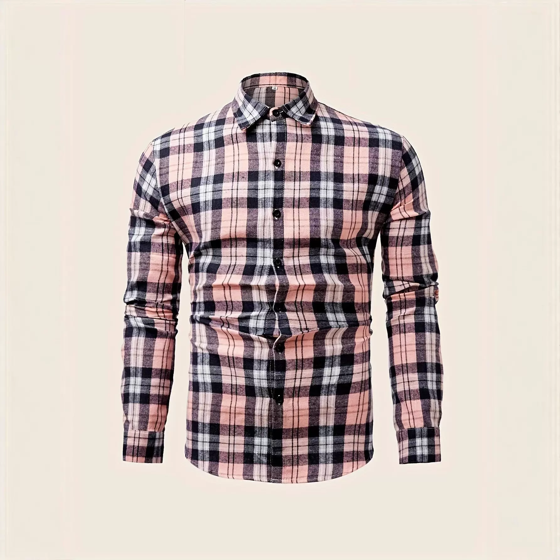 2025跨境外贸新款亚马逊男士格子衬衫潮流时尚休闲长袖衬衫外套