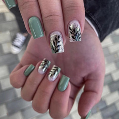 Nail Art Gold Foil Leaf Short Nail Art Stylable Press On Nails Removable Nail Art Accents