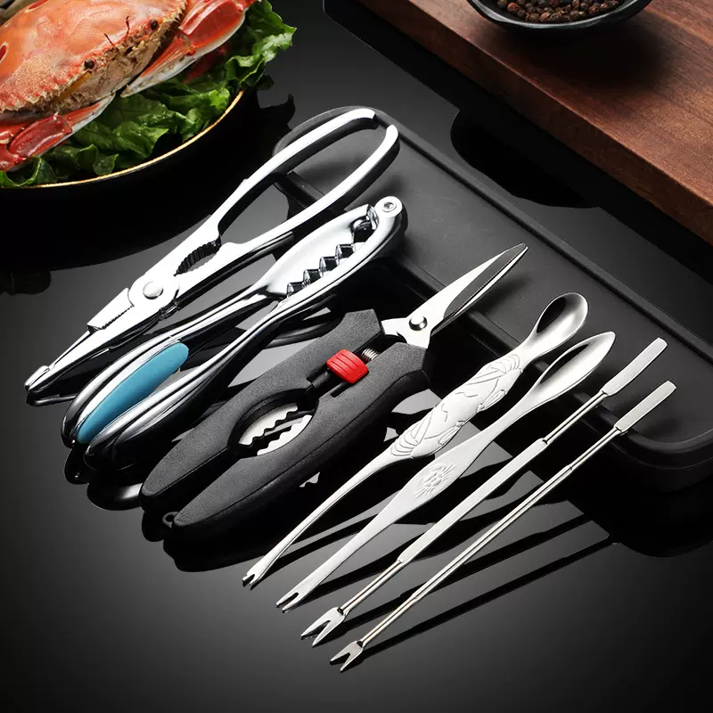 蟹八件吃蟹工具套装304不锈钢家用蟹钳蟹针吃螃蟹神器大闸蟹工具